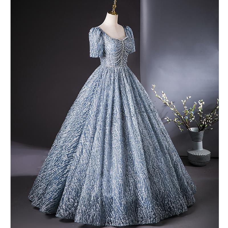 Haute couture evening dress host sequins 1011 new annual meeting dress temperament high-end light luxury art test performance clothes
