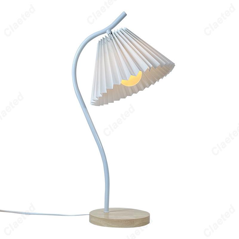 European Modern Retro Simple LED Pleated Table Lamp Living Room Study Bedroom Bedside Reading Lighting