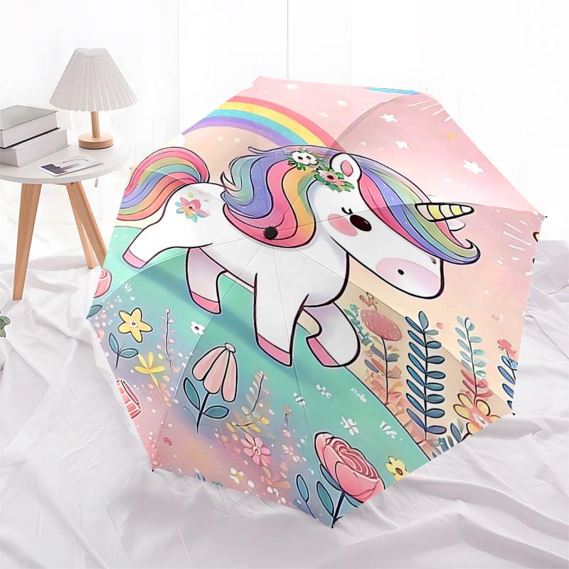 

Rainbow Unicorn Outdoor Umbrella - Automatic Open/Closed, Foldable Design, 8-Rib Iron Frame, Festival Gift for Fans and Travelers0104199a