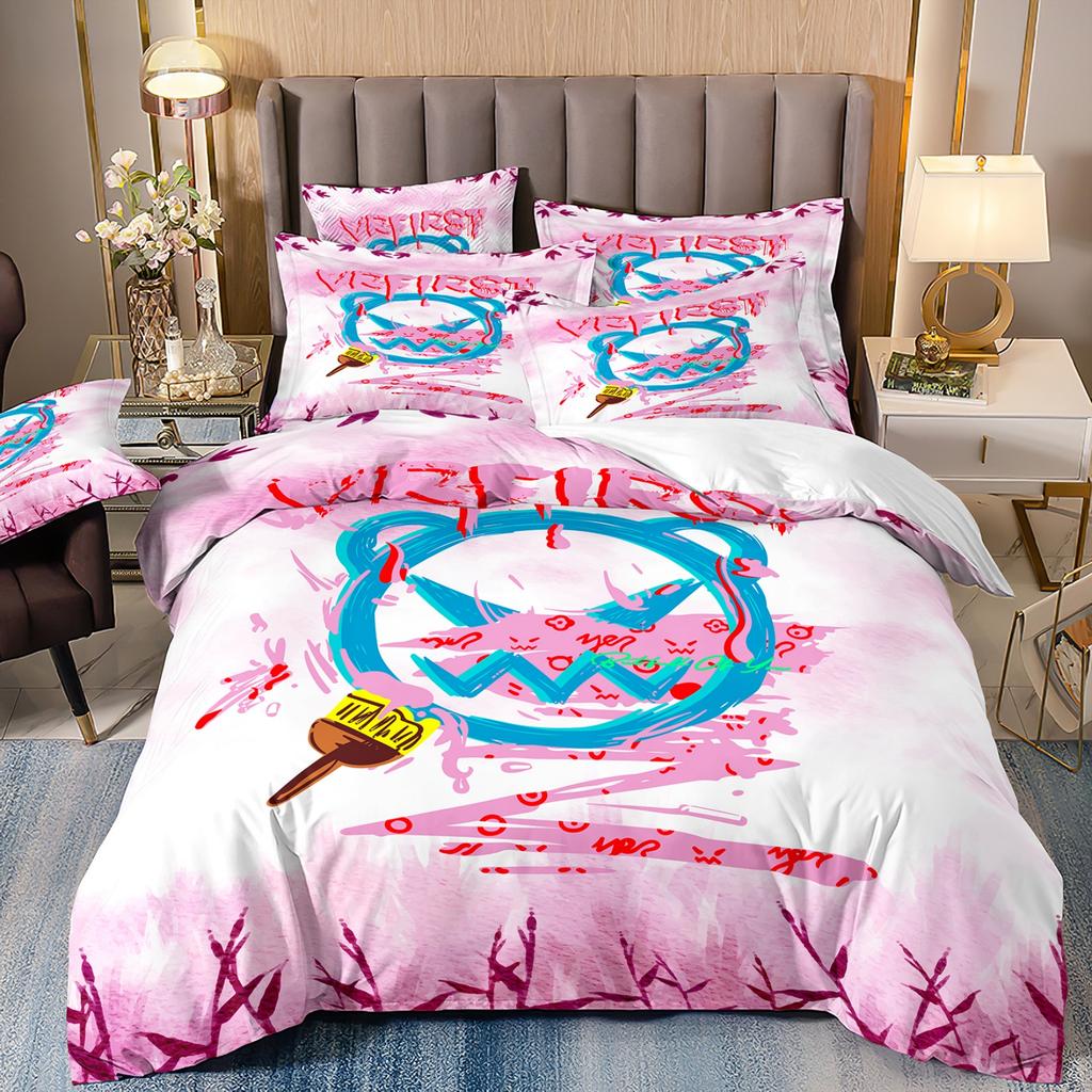 Smiling Face Graffiti Bedding Set Themed Colorful Print Microfiber Student Dormitory Bed Sheet Duvet Cover Kid Gift Home Textile