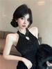 Petite High-Waisted Halter Cheongsam Bodycon Dress for Women
