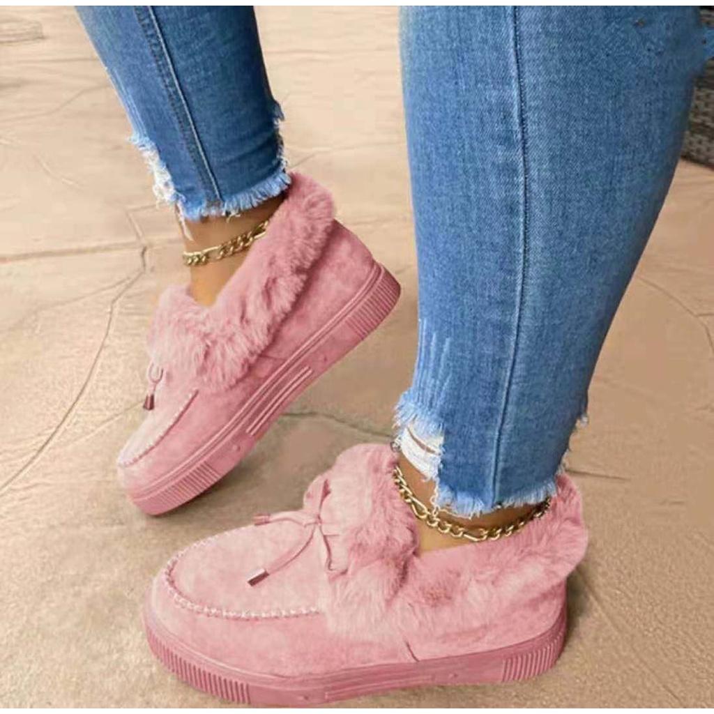 Winter Thick Soled Warm Plush Snow Shoes Women's Round Head Slipper