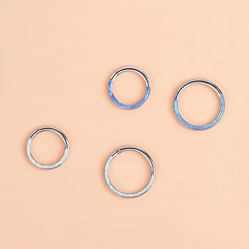Neuer Stahl Septum Piercing Nasenring 8-10mm Opal Scharnier Segment Clicker Ohrknorpel Ohrringe Helix Lippenpiercing Körperschmuck