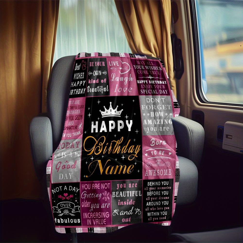 Happy Birthday Customize Your Name Rv Blanket Soft Lightweight Comfortable For Travel Camping Picnics Sofa Bed Living Room Gift For Friends And