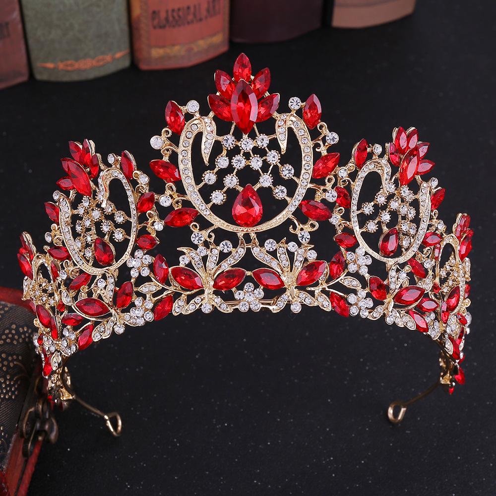 RS217 Silver and Gold Plated Elegant Crystal Wedding Hair Accessories Bride Pageant Tiaras Crowns for Queens