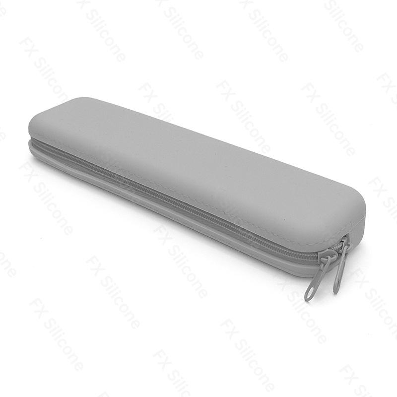 Creative Rectangular Silicone Pencil Case - Stationery Storage Bag with Customizable Logo серый