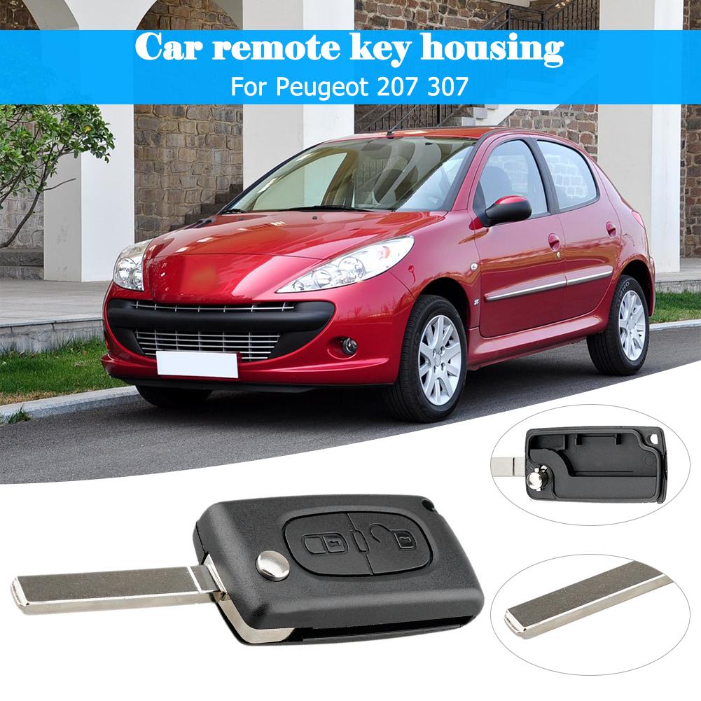 2 Buttons Flip Folding Key Case Black Remote Flip Folding Key Shell Cover Case for Peugeot 207 307