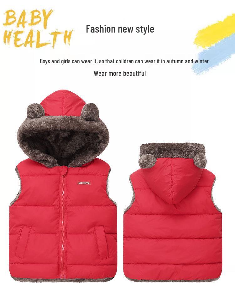 Gilet Imbottito in Cotone con Cappuccio per Bambini, Autunno/Inverno 2026 Unisex Caldo con Interno in Pile per Bambini.
