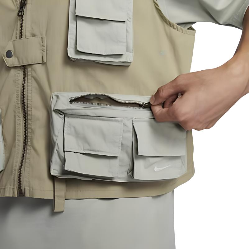 Nike Výstřih do V Zapínání na zip Výšivka loga Venkovní práce Vícekapsá Vesta bez rukávů Pánské vesty Len FN3215-276