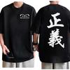 One Piece Marine Justice Tshirt Men Oversized Cotton Anime Graphic Tee Casual Streetwear Logo Breathable Loose Fit Top