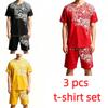 Sommer Freizeit Retro Totenkopf Aufdruck Rundhals Kurzarm T-Shirt und Shorts Set Herren und Damen T-Shirt Shorts Set