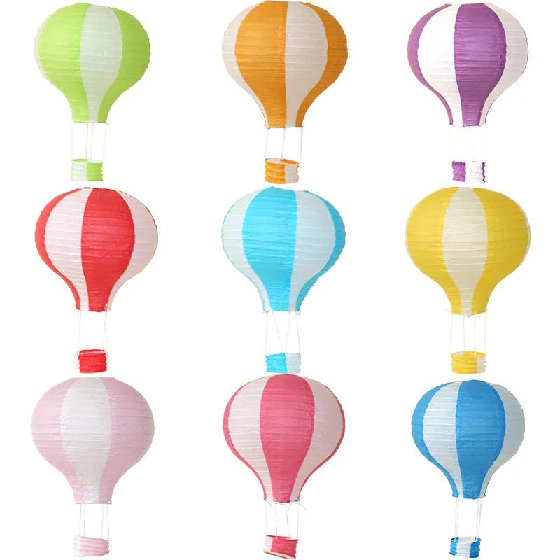12" 30cm Rainbow Hot Air Balloon Paper Lanterns Ball Lampion Hanging White Wedding Decoration Lampshade Christmas Party Decor