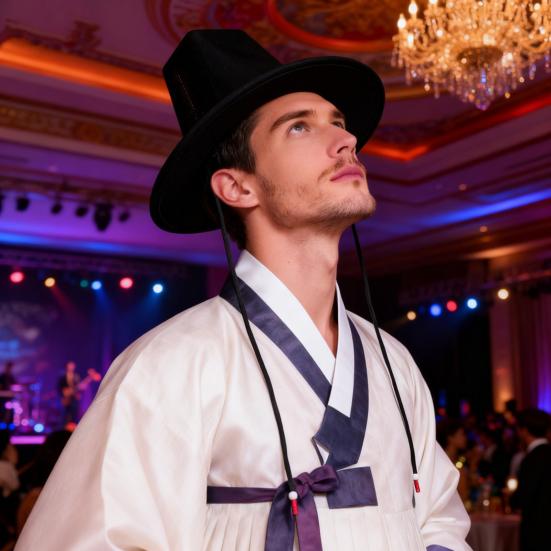 Festive Sun Hats Men Boys Teens Performance Hat Idol Cosplay Cap Headwear Wide Brim Summer UV Protection Black Hat