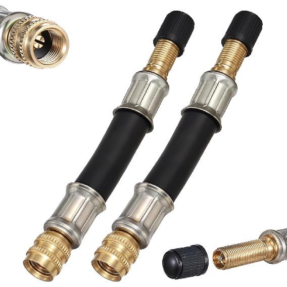 2 Pcs Valve Stem Extension, 3.93 Inches Flexible Brass Valve Stem Extension Adapter, Universal Fit Durable Design Bike Pump Tire Adapter for Car,
