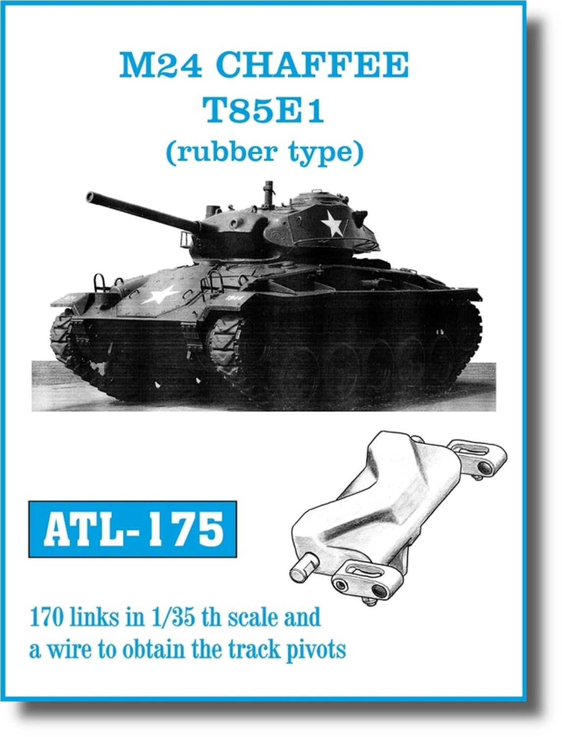 

Модель Friul Металева рухома гусениця Серія M24 Chaffee T85E1 Гусенична гусениця Деталі пластикової моделі 1/35 ATL-175