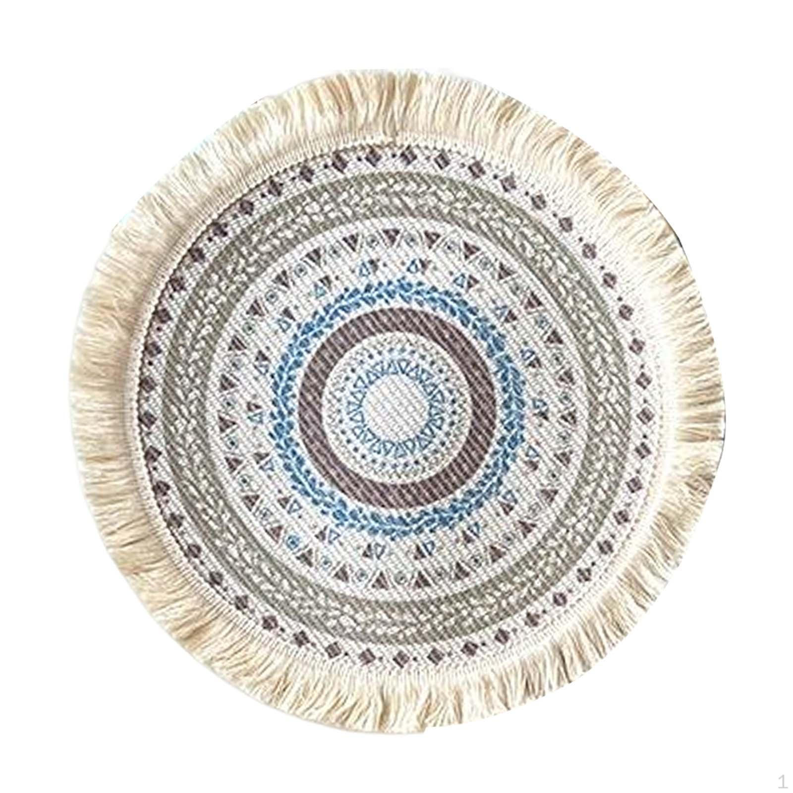 Table Mats Heat Resistant Reusable Tassel 33cm Kitchen Placemat for Farmhouse Style D