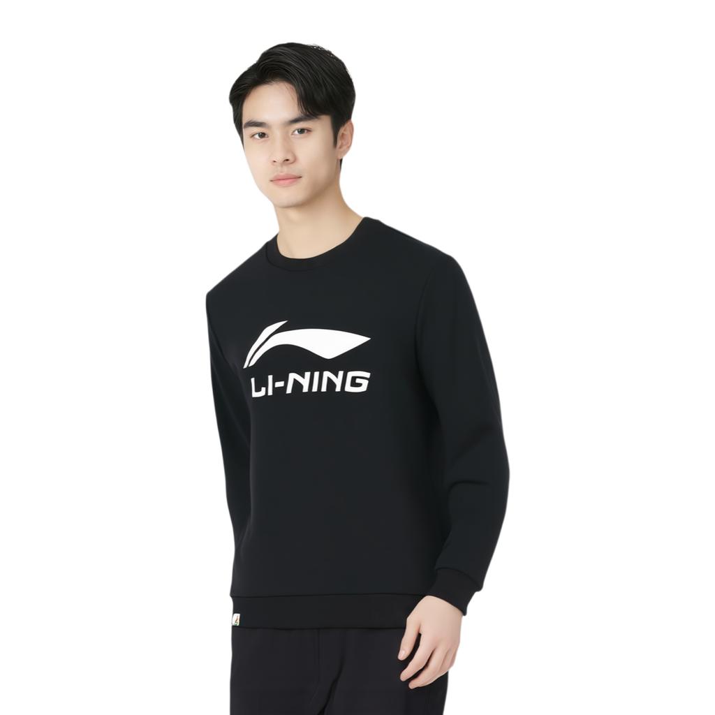 Li Ning Badminton Series Letter Logo Pullover Sweatshirt Men Sweatshirt Black AWDR817-2