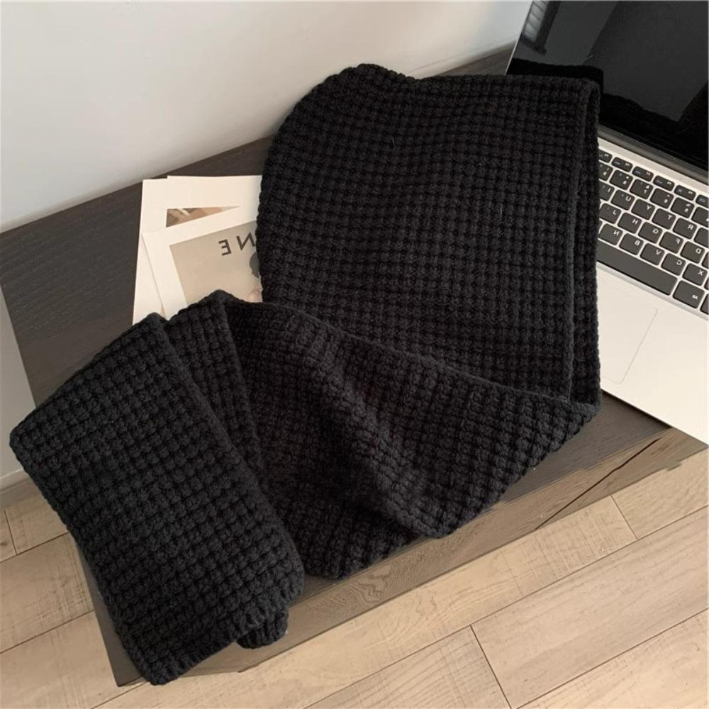 Triangular Neck Collar Beanies Caps Soft Winter Neckerchief Hat Fashion Knitted Hooded Caps  Unisex