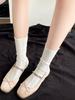 Elegant White Cable Knit Mid-Calf Socks: Women's Ballet Style Lace Mesh Leg Warmers