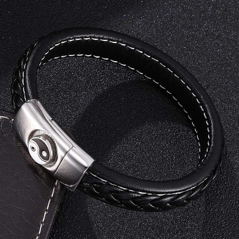 Men Bracelet Chinese Traditional Gossip Stainless Steel Buckle Charm Bracelet Bangle Male Wristband Gift