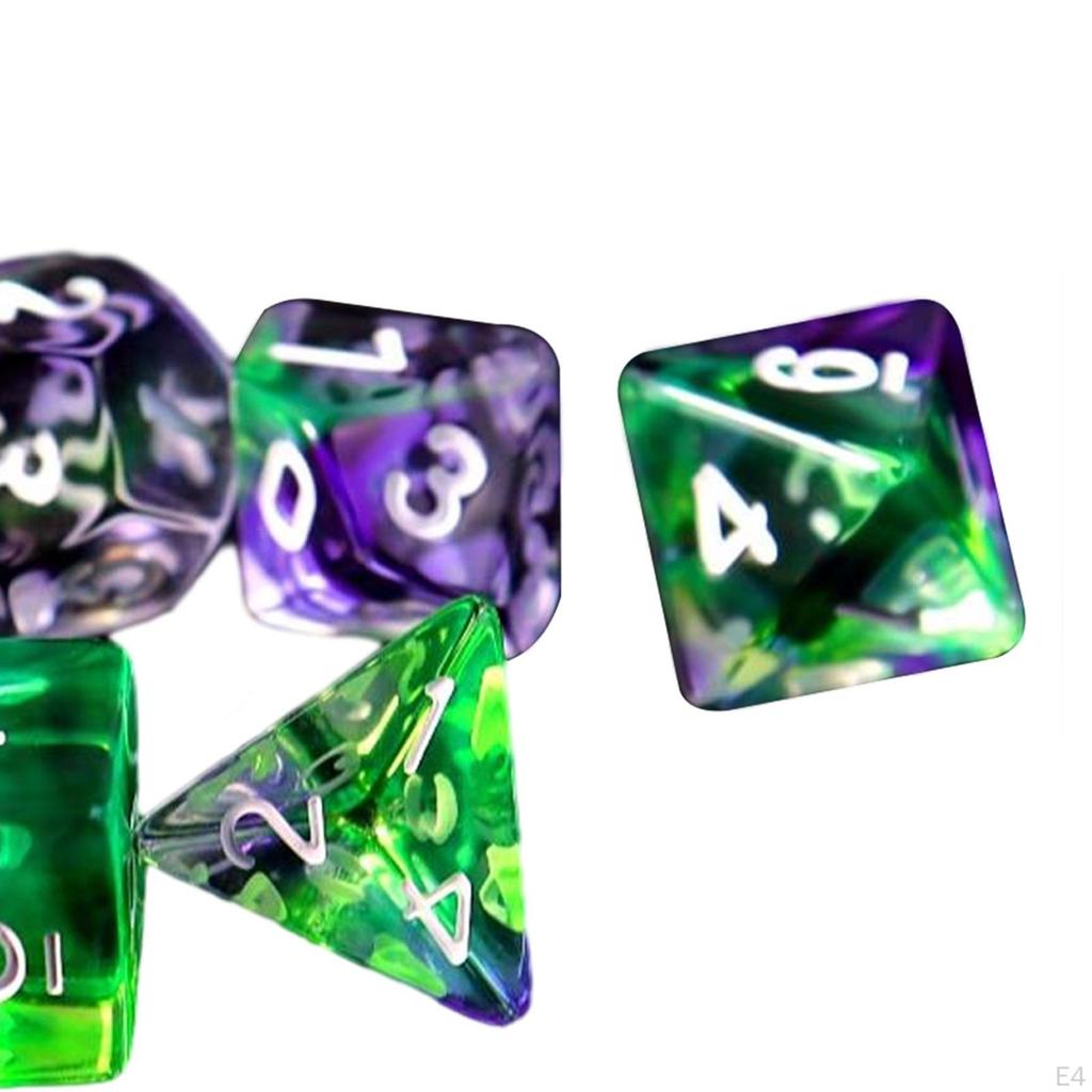 7 Pieces Multi Sided Dices Polyhedral Acrylic for Card Game Games