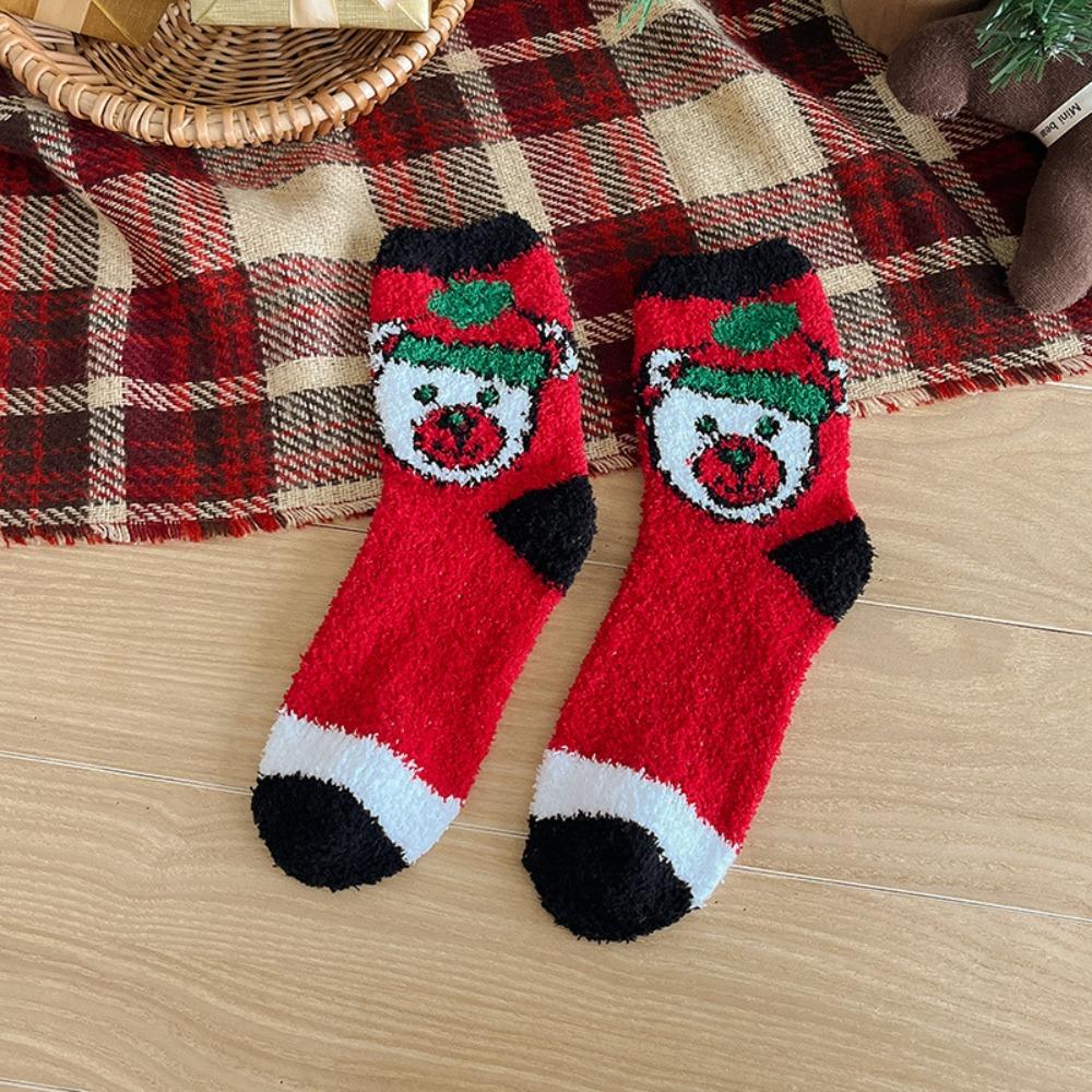 Cartoon Christmas Socks Santa Claus Women Hosiery Cute Floor Sleep Socks  Ladies