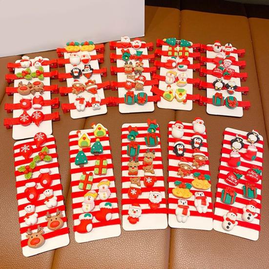 10Pcs Girls Hair Pins Snowman Snowflake Santa Claus Christmas Themed Hair Rings Ponytails Buns
