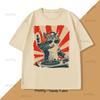 Cool DJ Cat TShirt Funny Cat with Headphones Graphic T Shirts Trendy Short Sleeve Round Neck Tshirt Streetwear Cotton Tees