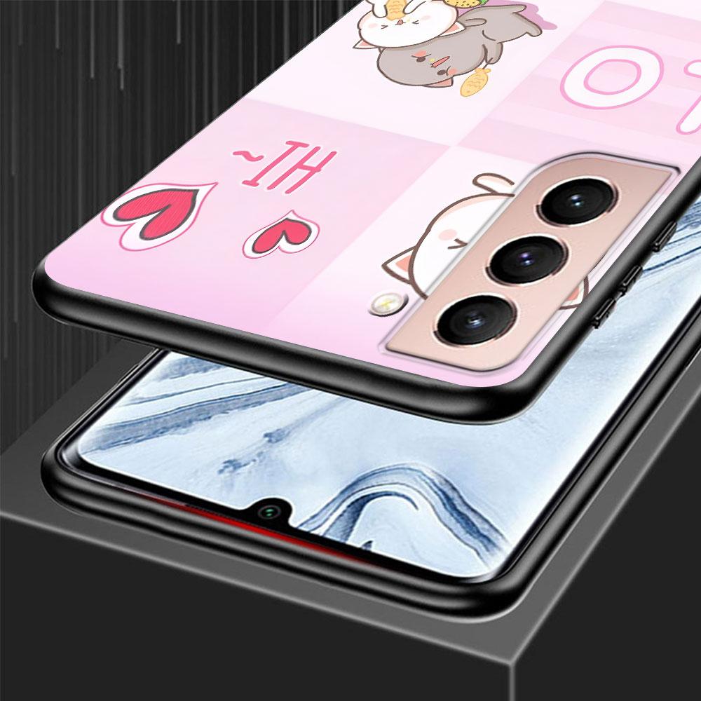 Peach And Goma Cat Case for Samsung Galaxy S23 S21 S20 FE S24 S22 Ultra S10 S10e S9 Plus Soft Black TPU Phone Cover Bumper