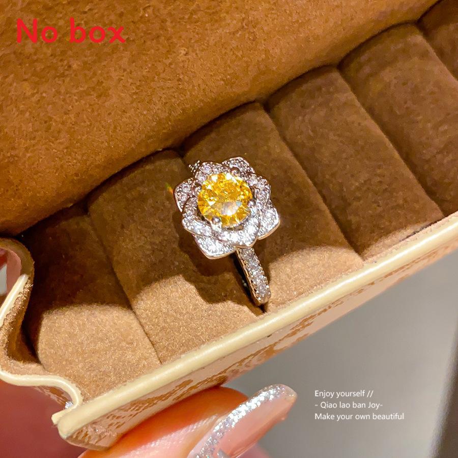 Modern Silver Zircon Flower Shape Adjustable Ring For Women Casual Wear