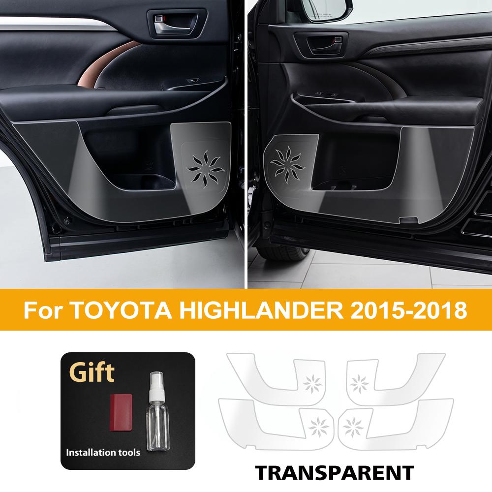 For Toyota Highlander 2015-2018 TPU Car Door Anti Kick Pad Inner Side Edge Film Front and Rear Door Side Panel Protection Pad