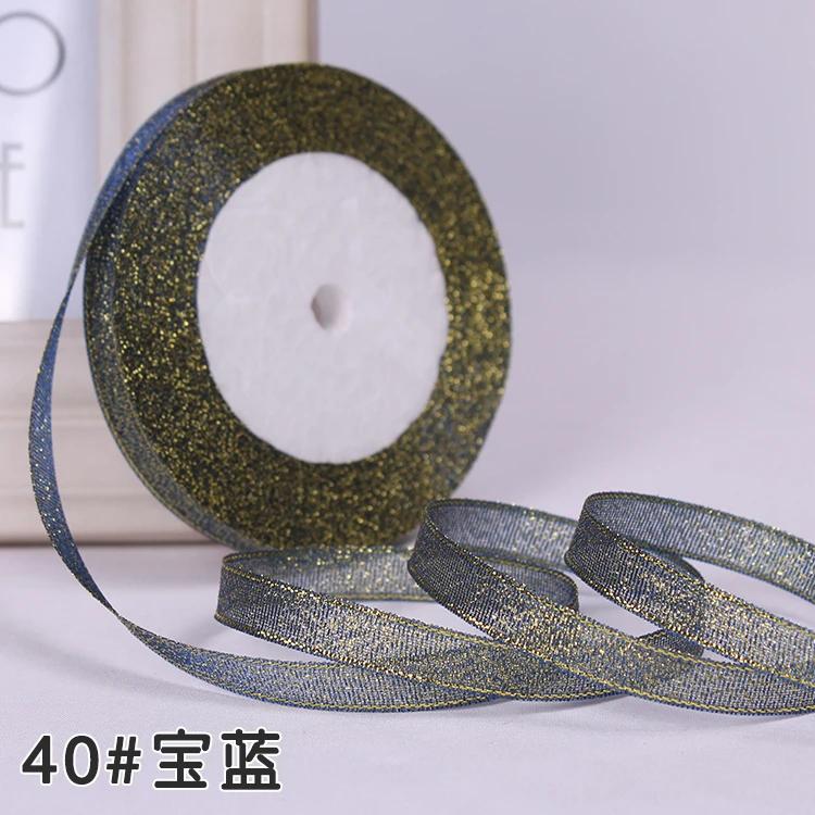 6mm 10mm 15mm 20mm 25mm 40mm 50mm 25 Jardów Złote Srebrne Brokatowe Wstążki Owijanie Prezentów Ślubnych Boże Narodzenie Halloween Impreza DIY Rękodzieło