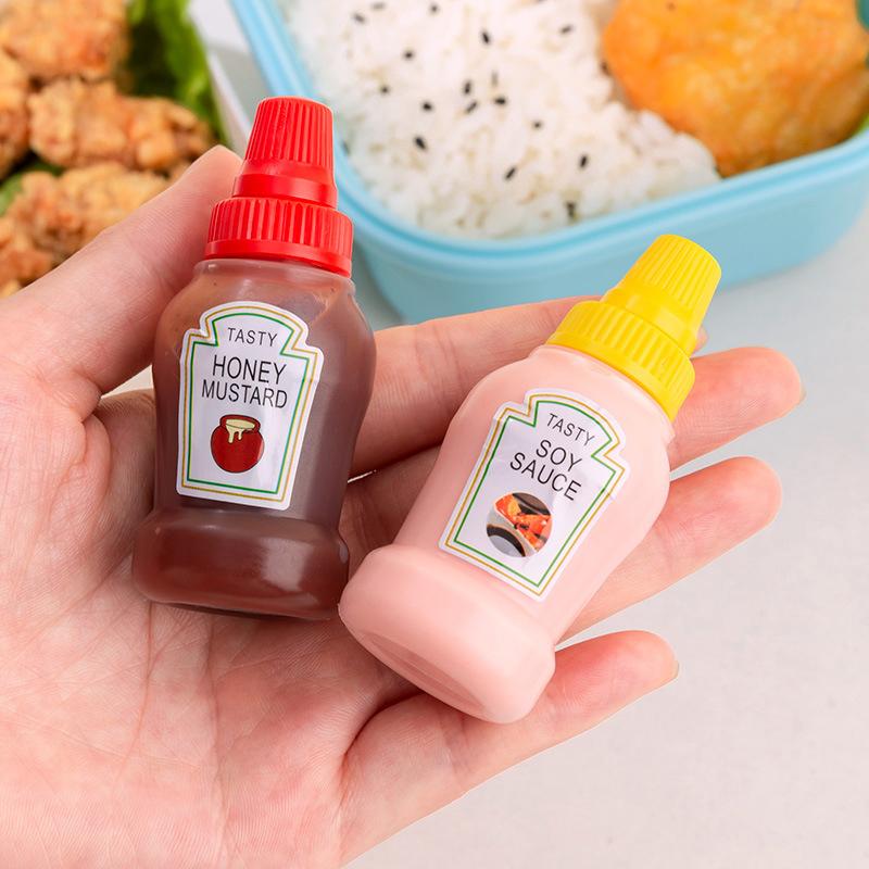 3Pcs/2Pcs Mini Seasoning Sauce Bottle Portable Tomato Ketchup Bottle Salad Dressing Container For Bento Lunch Box Kitchen Jars