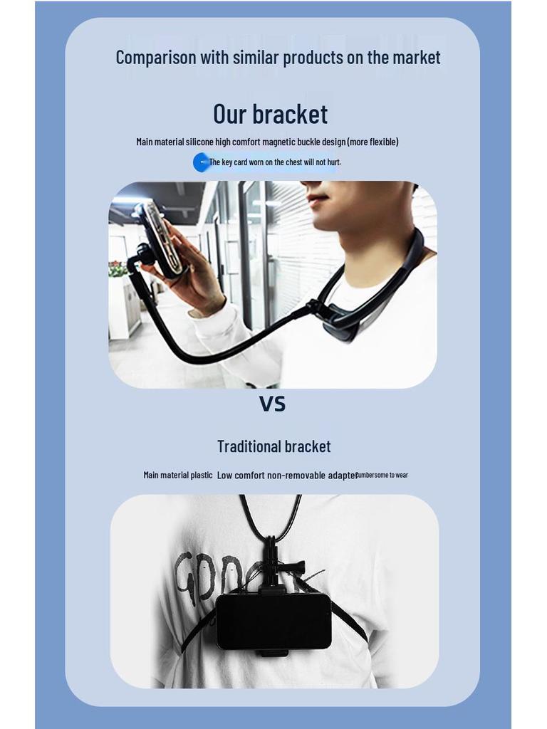 2025 Neck-Hanging Mobile Holder for Bedside, Tabletop, and Outdoor Use