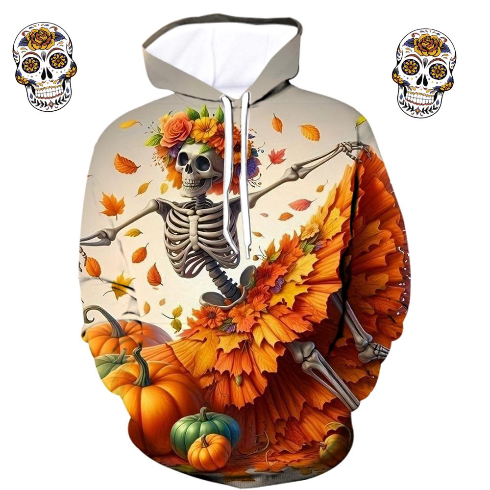 Sudadera vintage para hombre con estampado gráfico de calavera 3D, sudadera informal con capucha, ropa de gran tamaño para otoño y primavera, jerséis de manga larga estilo Harajuku