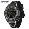 SANDA Men's and Women's Sports Electronic Watch Multi functional 5ATM Waterproof Colorful Night Light Alarm Clock Timing