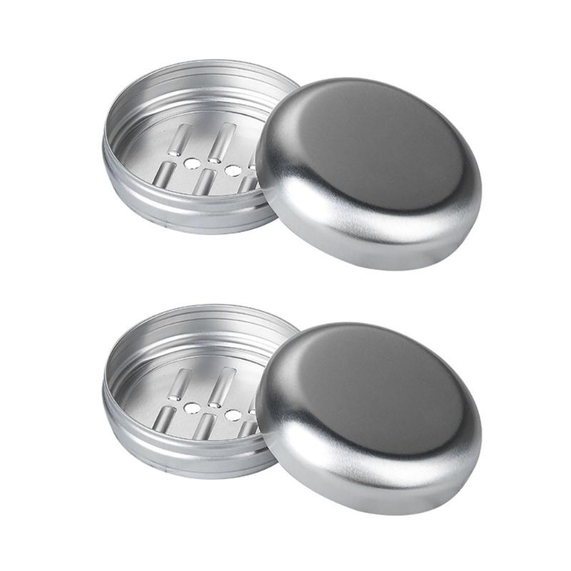 

Pack Of 2 Aluminium Soap Dish Travel Waterproof Metal Soap Box with Drips Rack for Home and Camping 1
