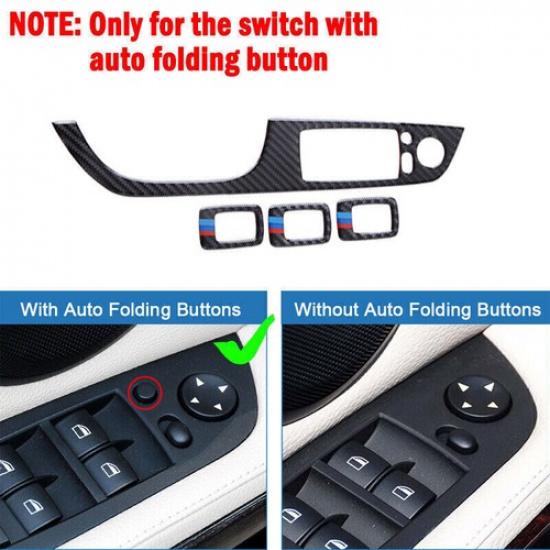 Real Carbon Fiber Window Lift Switch Button Panel Cover For BMW M3 E93 E92 E90