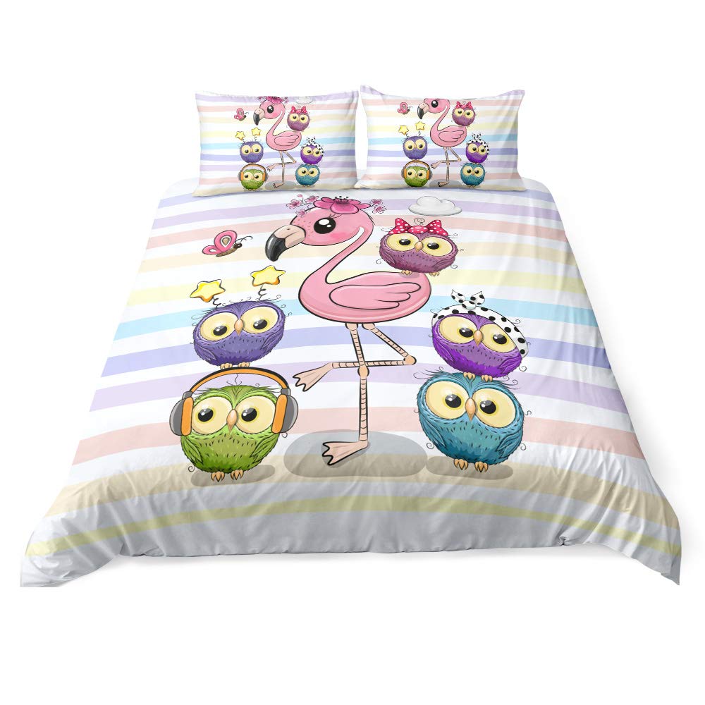 Owl Duvet Cover Twin King Queen Size Cartoon Owl Comforter Cover Bird Animal Bedding Set Kid Quilt Cover Polyester Quilt Cover