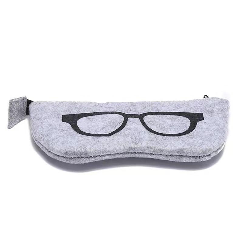 1pc Unisex Felt Glasses Bag Portable Glasses Storage Bag Travel Sunglasses Eyeglass Organizer Pencil Case Makeup Bag with Zipper