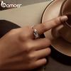 BAMOER Solid 925 Sterling Silver Adjustable Tulip Flower Rings Handmade High Polished Thumb Band Statement Ring for Women Girls Jewelry