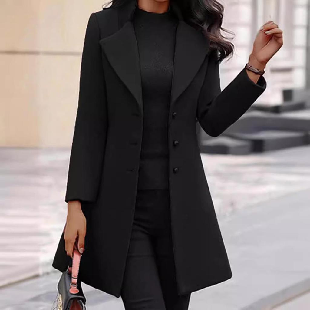 Women's Mid-Length Korean Style Slim Fit Woolen Winter Coat