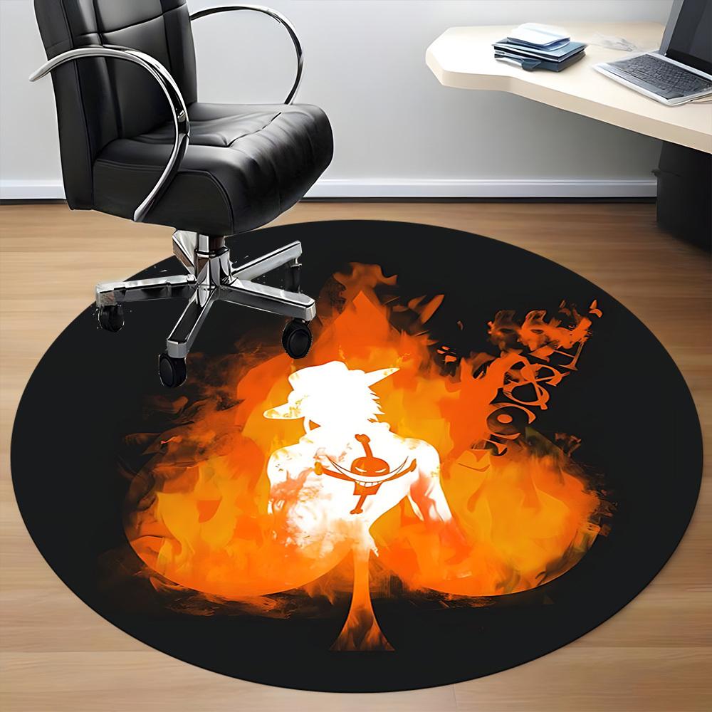 One Piece Portgas·D· Ace Office Round Area Rug, Under Office Chairs Bedroom Living Room Home Decor a0908195