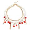 Stylish Cherrys Pendant Necklace With Double Layer Tassels Designs Decoration for Elegant Look Styles Daily Use