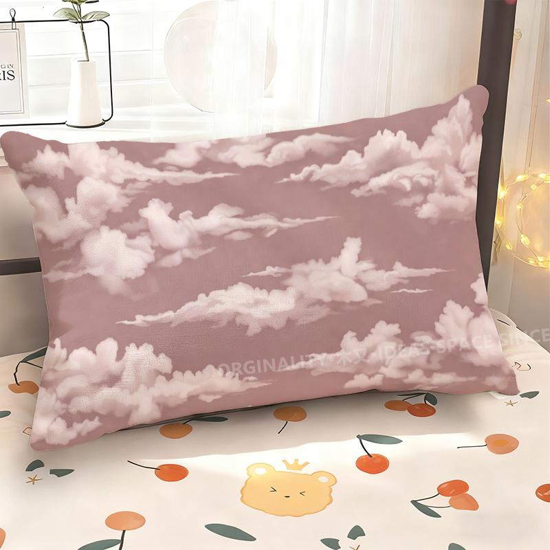 Pink Clouds Patterned Pillowcase Suitable For Sofa Bedroom Car Pillow Cover Cushion Rectangular Back Cushion