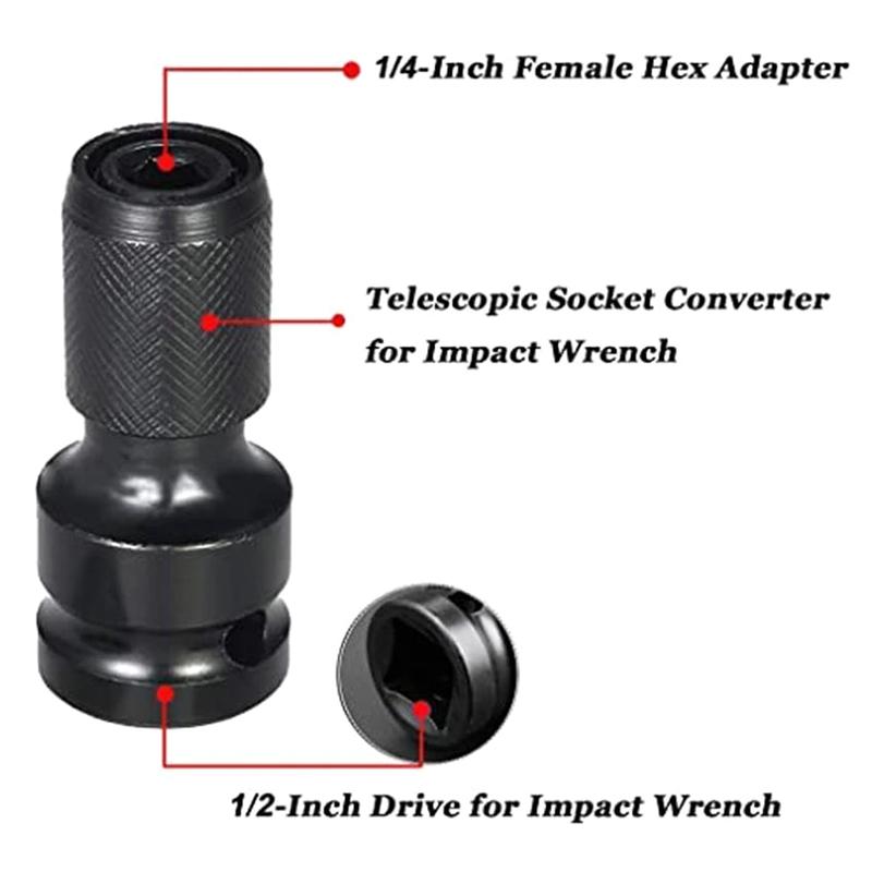 

Hex Shank Socket Converter 1/2 Square To 1/4 Hex Shank Socket Adapter one size