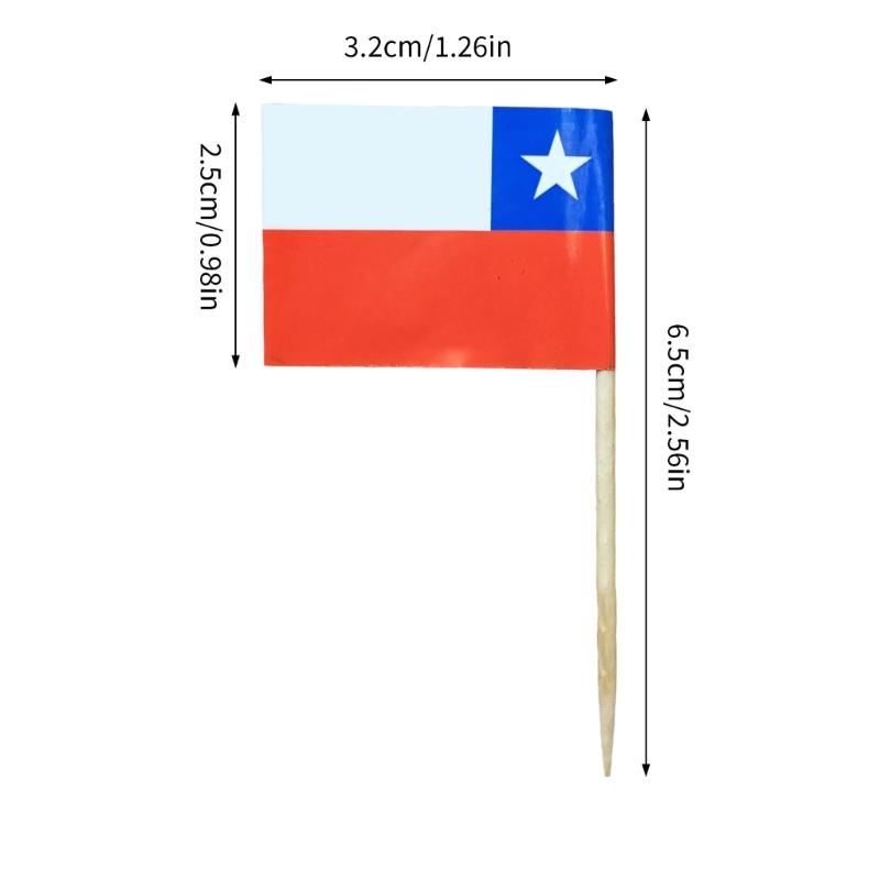 100Pcs Multicolor International Flag Toothpicks Cupcake Picks Cake Top Ornament For Desserts Display Festival Decoration
