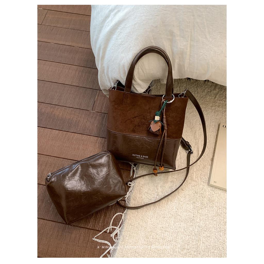 IELGY Ladies Messenger Bag Retro Portable Suede Tote Bag