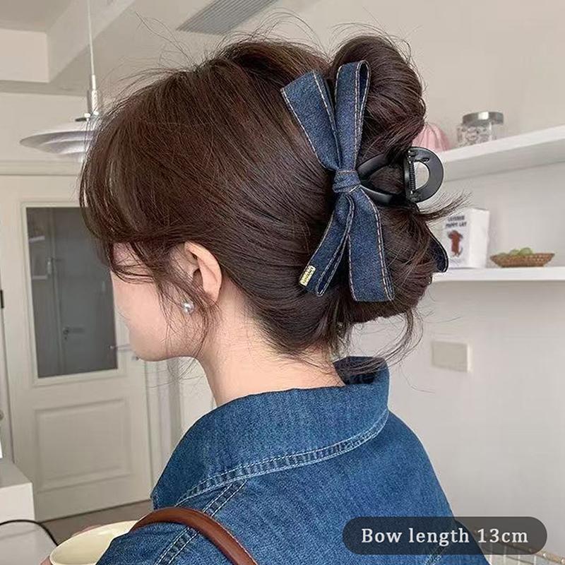Modische Einfache Denim Schleife Haarspange Große Haarklammer Kopfschmuck Für Frauen Mädchen Süße Vielseitige Haaraccessoires Geschenke