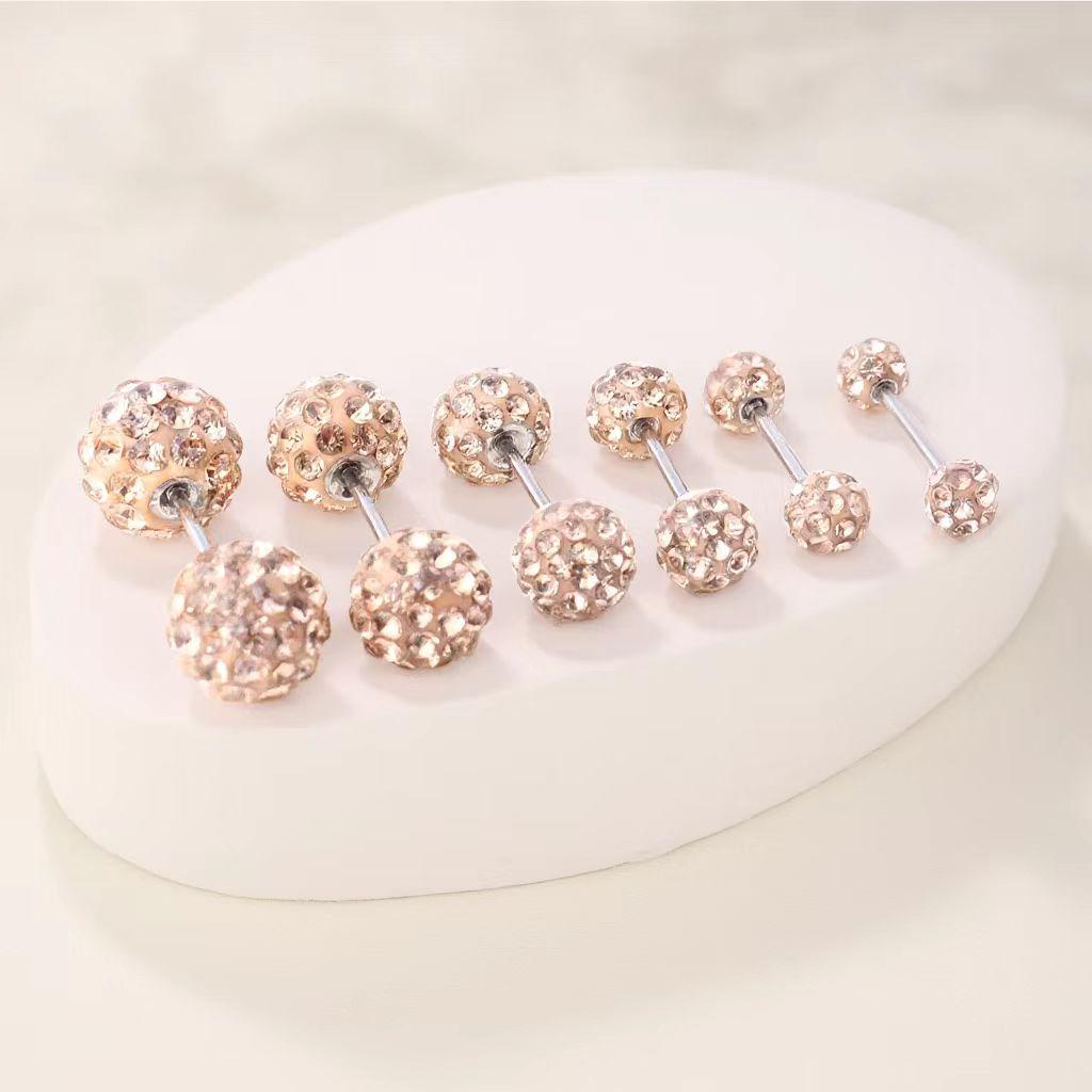 Double-Headed Flash Diamond Titanium Steel Cartilage Ear Studs